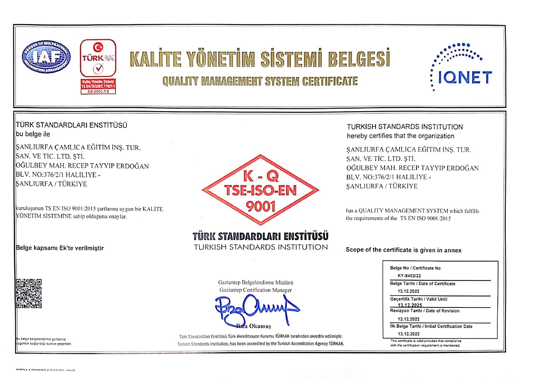 TS EN ISO 9001 